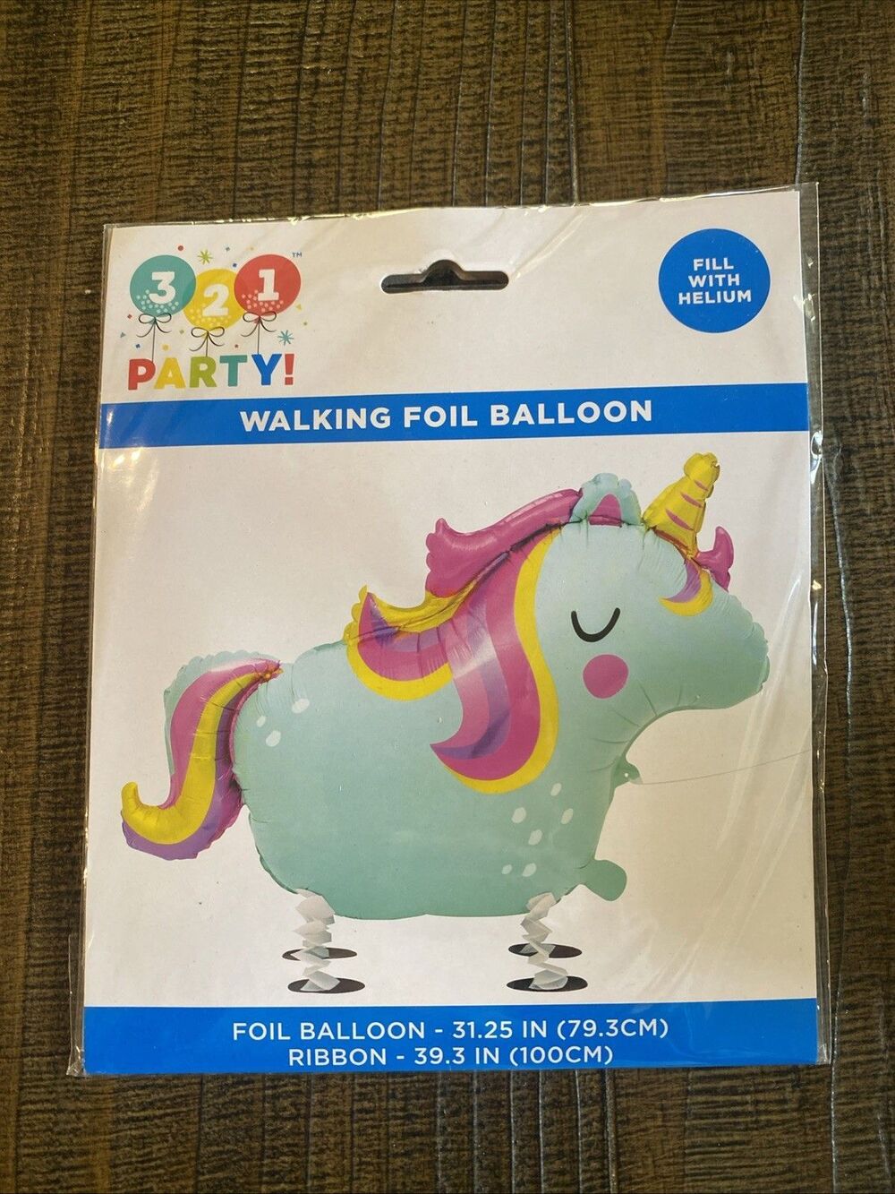 31.25” Unicorn Walking Foil Helium Balloon With Ribbon 321 Party USA